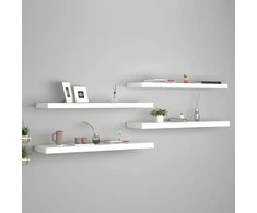 Pakabinamos lentynos, 4vnt., baltos, 90x23,5x3,8cm, MDF