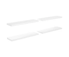Pakabinamos lentynos, 4vnt., baltos, 90x23,5x3,8cm, MDF