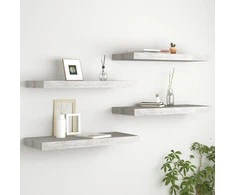 Pakabinamos lentynos, 4vnt., betono pilkos, 60x23,5x3,8cm, MDF