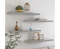 Pakabinamos lentynos, 4vnt., betono pilkos, 80x23,5x3,8cm, MDF