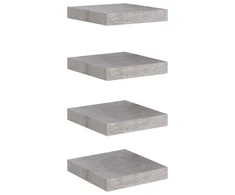 Pakabinamos lentynos, 4vnt., betono pilkos, 23x23,5x3,8cm, MDF