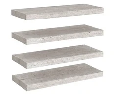 Pakabinamos lentynos, 4vnt., betono pilkos, 60x23,5x3,8cm, MDF