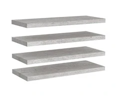 Pakabinamos lentynos, 4vnt., betono pilkos, 80x23,5x3,8cm, MDF