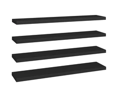 Pakabinamos lentynos, 4vnt., juodos, 120x23,5x3,8cm, MDF