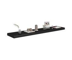 Pakabinamos lentynos, 4vnt., juodos, 120x23,5x3,8cm, MDF