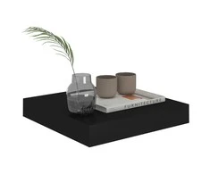 Pakabinamos lentynos, 4vnt., juodos, 23x23,5x3,8cm, MDF