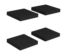 Pakabinamos lentynos, 4vnt., juodos, 23x23,5x3,8cm, MDF