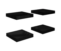Pakabinamos lentynos, 4vnt., juodos, 23x23,5x3,8cm, MDF