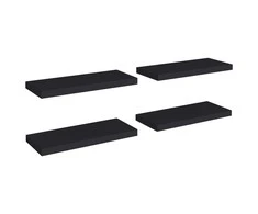 Pakabinamos lentynos, 4vnt., juodos, 60x23,5x3,8cm, MDF