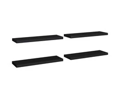 Pakabinamos lentynos, 4vnt., juodos, 80x23,5x3,8cm, MDF