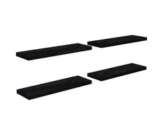 Pakabinamos lentynos, 4vnt., juodos, 80x23,5x3,8cm, MDF