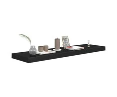 Pakabinamos lentynos, 4vnt., juodos, 90x23,5x3,8cm, MDF