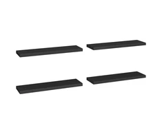 Pakabinamos lentynos, 4vnt., juodos, 90x23,5x3,8cm, MDF