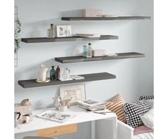 Pakabinamos lentynos, 4vnt., pilkos, 120x23,5x3,8cm, MDF