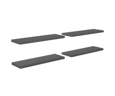 Pakabinamos lentynos, 4vnt., pilkos, 120x23,5x3,8cm, MDF