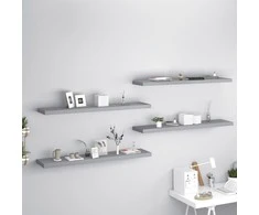 Pakabinamos lentynos, 4vnt., pilkos, 120x23,5x3,8cm, MDF