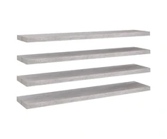 Pakabinamos lentynos, 4vnt., pilkos, 120x23,5x3,8cm, MDF