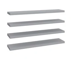 Pakabinamos lentynos, 4vnt., pilkos, 120x23,5x3,8cm, MDF