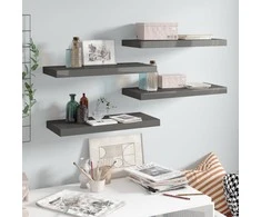 Pakabinamos lentynos, 4vnt., pilkos, 60x23,5x3,8cm, MDF