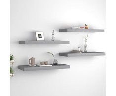 Pakabinamos lentynos, 4vnt., pilkos, 60x23,5x3,8cm, MDF