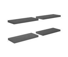 Pakabinamos lentynos, 4vnt., pilkos, 60x23,5x3,8cm, MDF