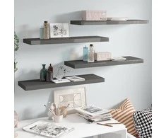 Pakabinamos lentynos, 4vnt., pilkos, 80x23,5x3,8cm, MDF