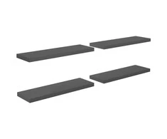 Pakabinamos lentynos, 4vnt., pilkos, 80x23,5x3,8cm, MDF