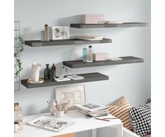 Pakabinamos lentynos, 4vnt., pilkos, 90x23,5x3,8cm, MDF