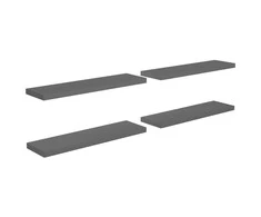 Pakabinamos lentynos, 4vnt., pilkos, 90x23,5x3,8cm, MDF