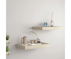 Pakabinamos sieninės lentynos, 2vnt., ąžuolo, 40x23x3,8cm, MDF
