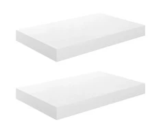 Pakabinamos sieninės lentynos, 2vnt., baltos, 40x23x3,8cm, MDF