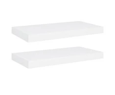 Pakabinamos sieninės lentynos, 2vnt., baltos, 50x23x3,8cm, MDF