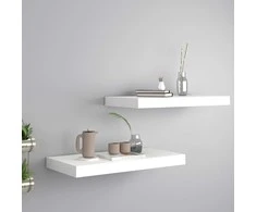 Pakabinamos sieninės lentynos, 2vnt., baltos, 50x23x3,8cm, MDF