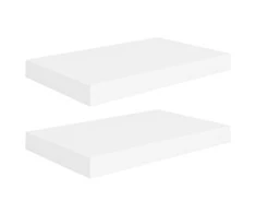 Pakabinamos sieninės lentynos, 2vnt., baltos, 40x23x3,8cm, MDF