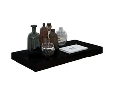 Pakabinamos sieninės lentynos, 2vnt., juodos, 50x23x3,8cm, MDF