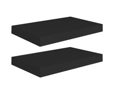 Pakabinamos sieninės lentynos, 2vnt., juodos, 40x23x3,8cm, MDF
