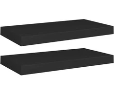 Pakabinamos sieninės lentynos, 2vnt., juodos, 50x23x3,8cm, MDF