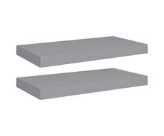 Pakabinamos sieninės lentynos, 2vnt., pilkos, 50x23x3,8cm, MDF