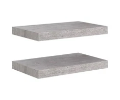 Pakabinamos sieninės lentynos, 2vnt., pilkos, 40x23x3,8cm, MDF