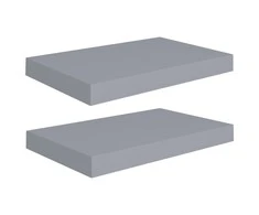 Pakabinamos sieninės lentynos, 2vnt., pilkos, 40x23x3,8cm, MDF
