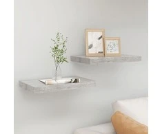 Pakabinamos sieninės lentynos, 2vnt., pilkos, 50x23x3,8cm, MDF
