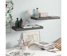 Pakabinamos sieninės lentynos, 2vnt., pilkos, 50x23x3,8cm, MDF