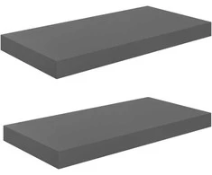 Pakabinamos sieninės lentynos, 2vnt., pilkos, 50x23x3,8cm, MDF