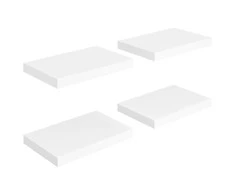 Pakabinamos sieninės lentynos, 4vnt., baltos, 40x23x3,8cm, MDF