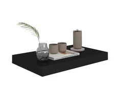 Pakabinamos sieninės lentynos, 4vnt., juodos, 40x23x3,8cm, MDF