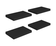 Pakabinamos sieninės lentynos, 4vnt., juodos, 40x23x3,8cm, MDF