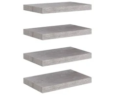 Pakabinamos sieninės lentynos, 4vnt., pilkos, 40x23x3,8cm, MDF