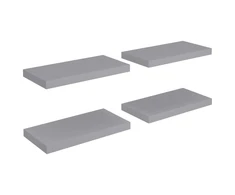 Pakabinamos sieninės lentynos, 4vnt., pilkos, 50x23x3,8cm, MDF
