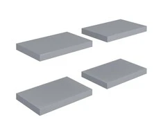 Pakabinamos sieninės lentynos, 4vnt., pilkos, 40x23x3,8cm, MDF
