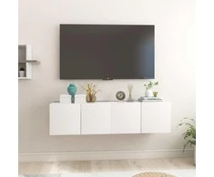 TV staliukas Pakabinamos televizoriaus spintelės, 2vnt., baltos, 60x30x30cm